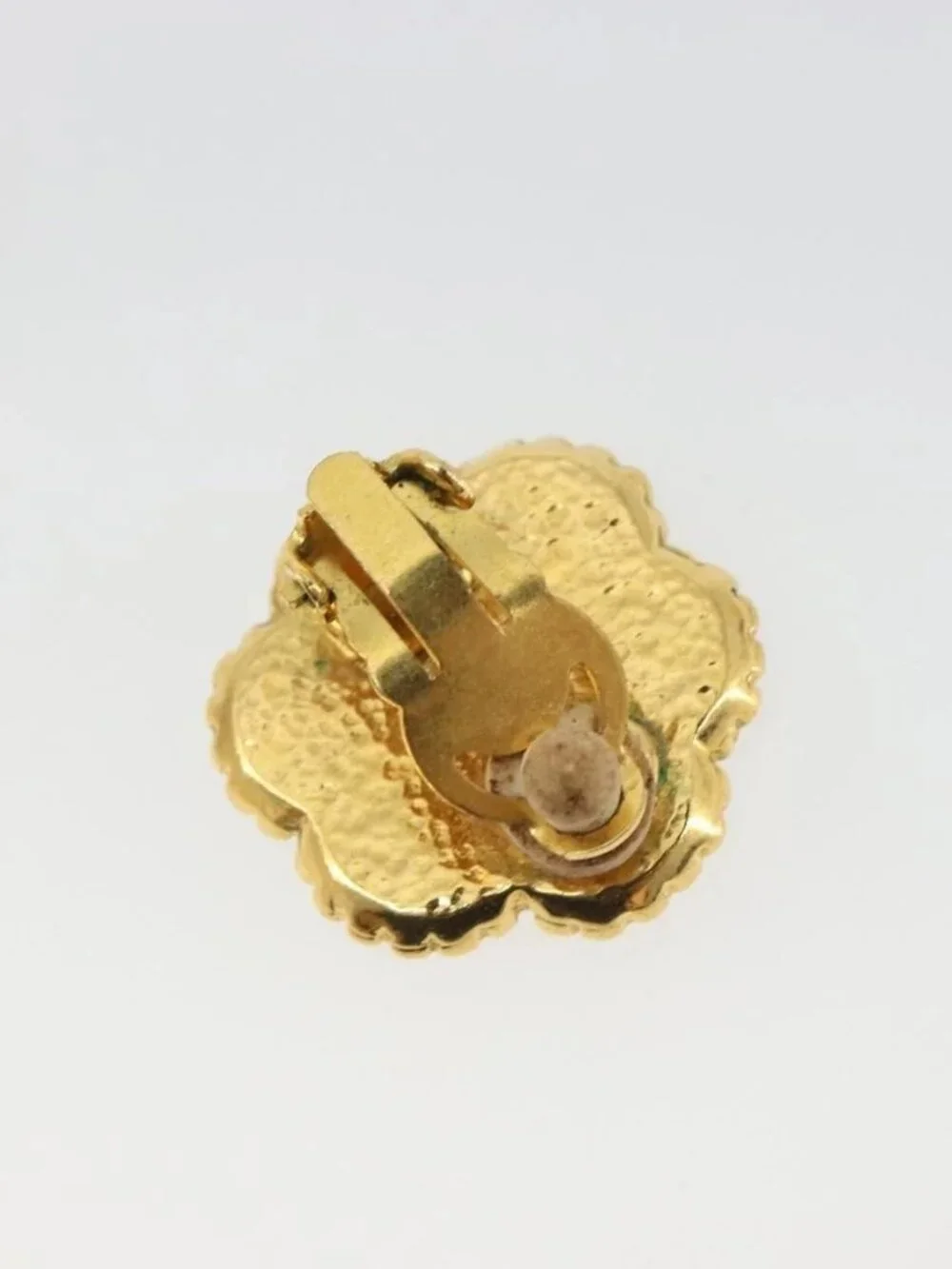 CHANEL Earring Metal Gold Tone CC Auth BA13636M